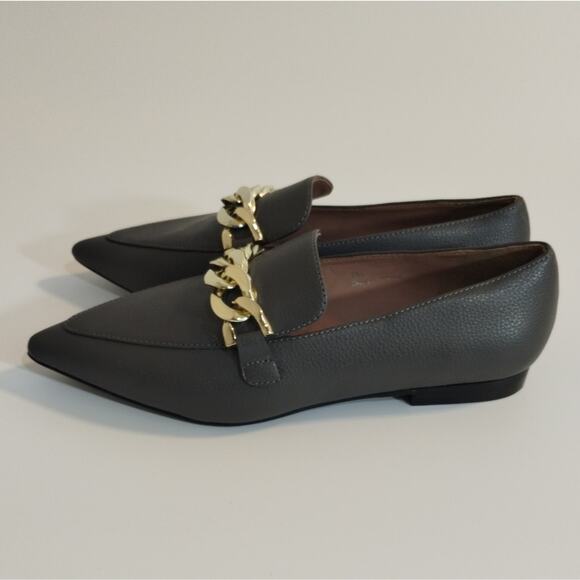 E Linea Paolo Stone Grey Gold Links Mabel-L Pointed Toe Slip On Loafer Shoes 4 - Picture 6 of 12